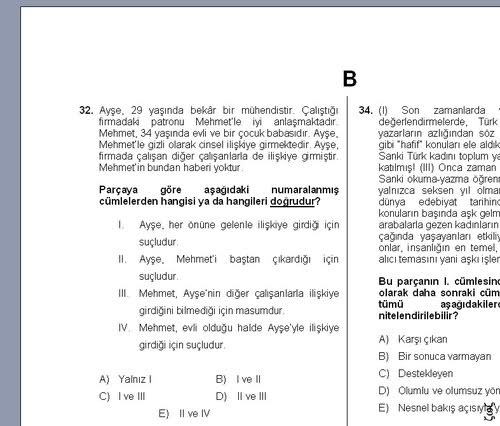 yasak aşk sınav sorusu