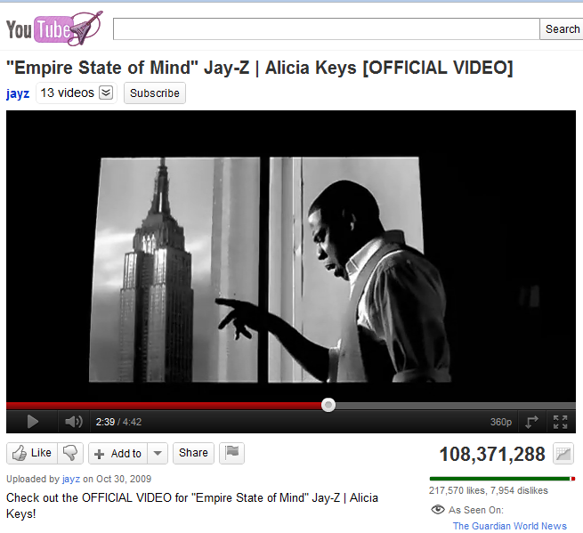 jay z empire state of mind you tube